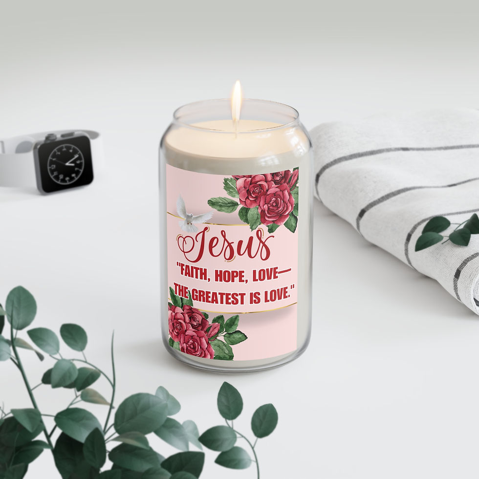 Thumbnail: "Jesus: Faith, Hope, Love - The Greatest is Love" Scented Candle, 13.75 oz
