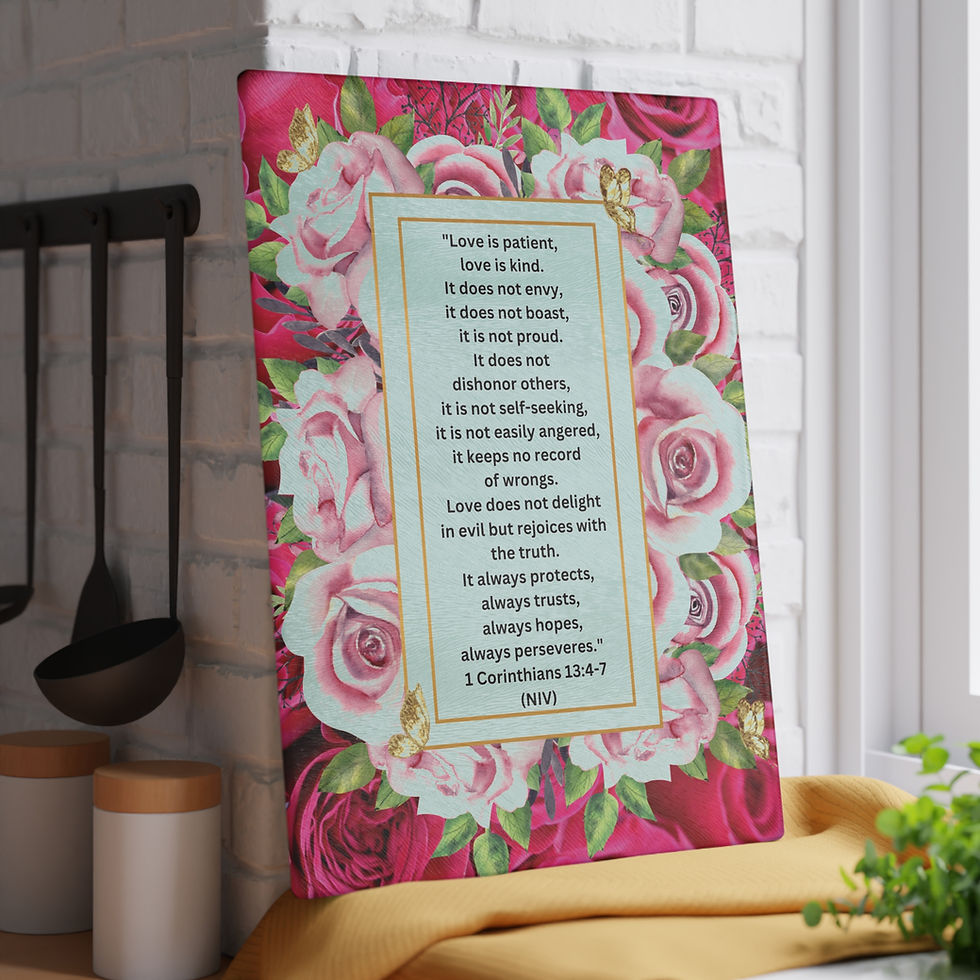 Thumbnail: "Love Is Patient, Love Is Kind" Glass Cutting Board