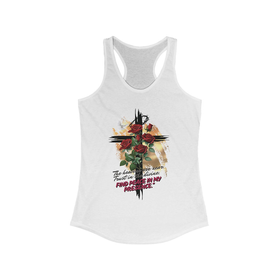 Thumbnail: "The Heavens Are Near - Trust In the Divine" Racerback Tank
