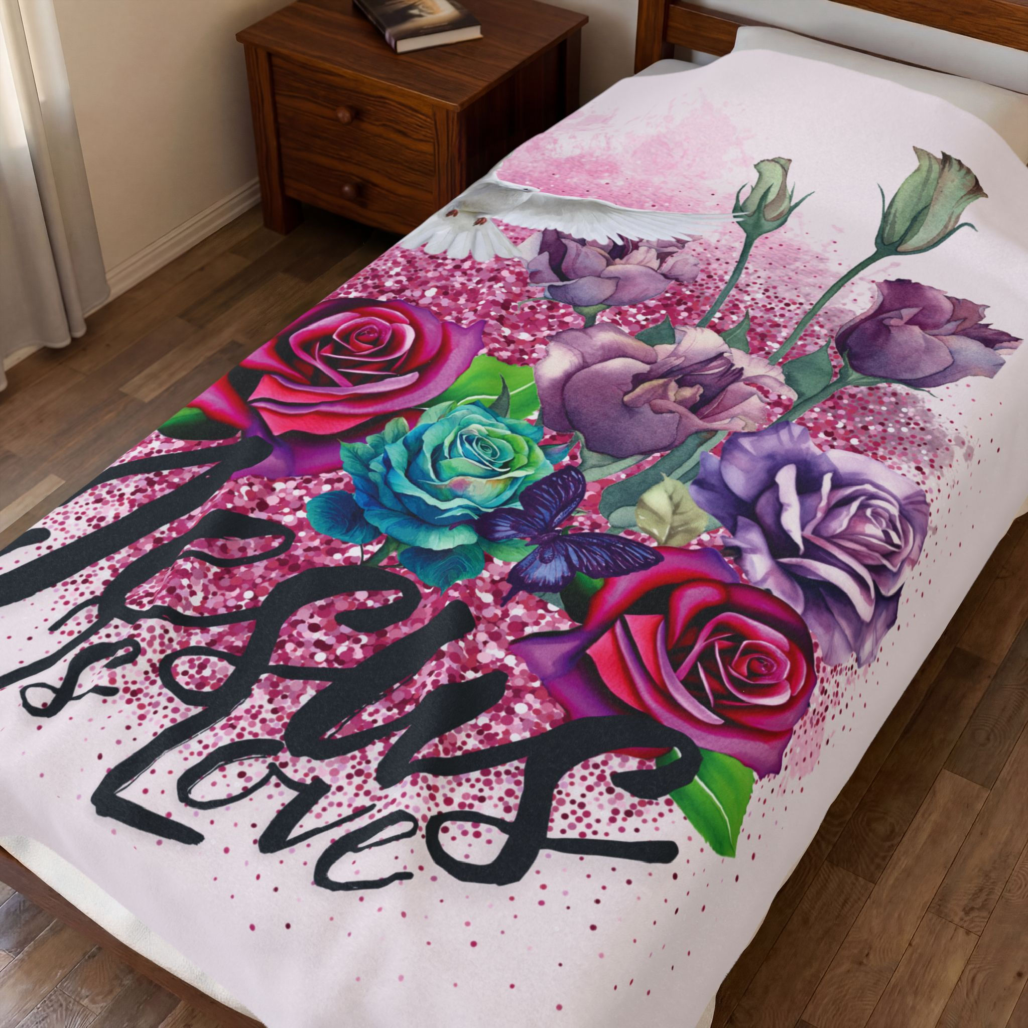 "Jesus Is Love" Velveteen Plush Blanket