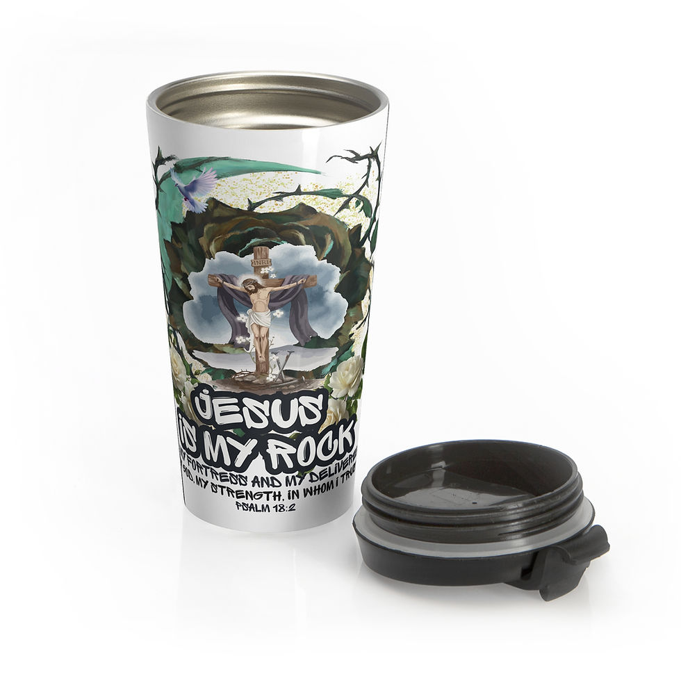 Thumbnail: "Jesus Is My Rock" Stainless Steel Travel Mug