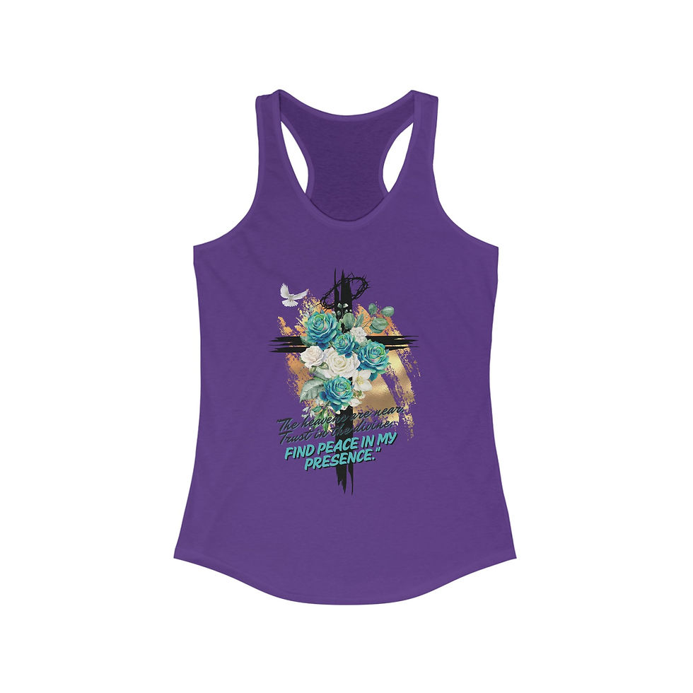 Thumbnail: "The Heavens Are Near - Trust In the Divine" Racerback Tank