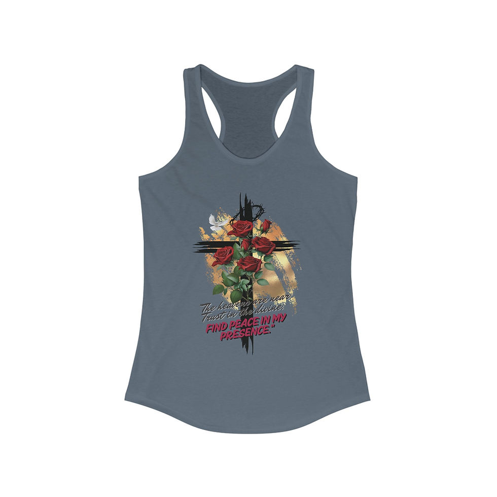 Thumbnail: "The Heavens Are Near - Trust In the Divine" Racerback Tank