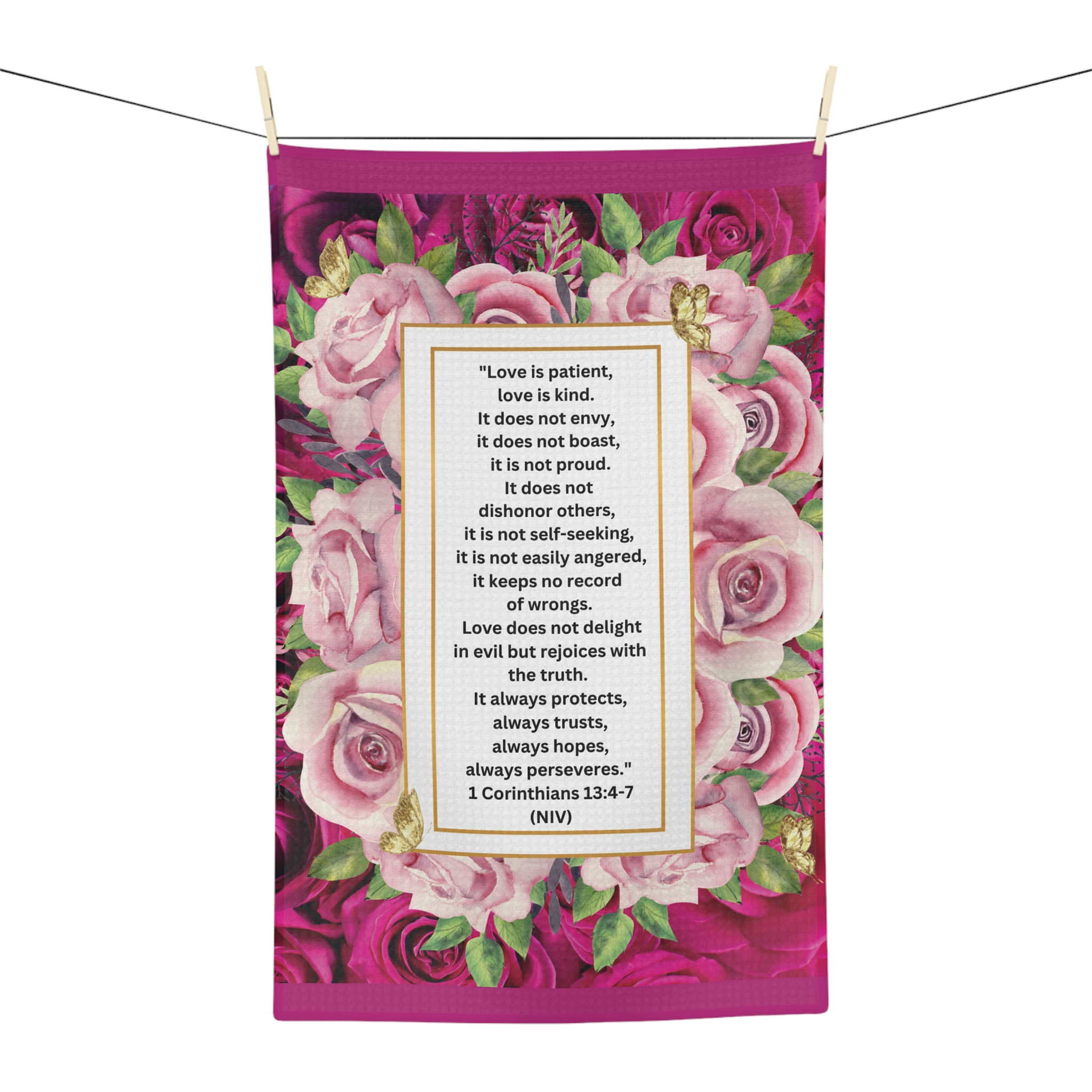 "Love Is Patient, Love Is Kind" Microfiber Tea Towel