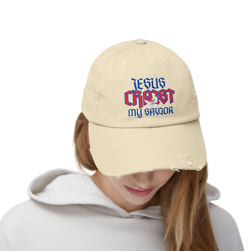 Thumbnail: "Jesus Christ - My Savior" Unisex Distressed Cap