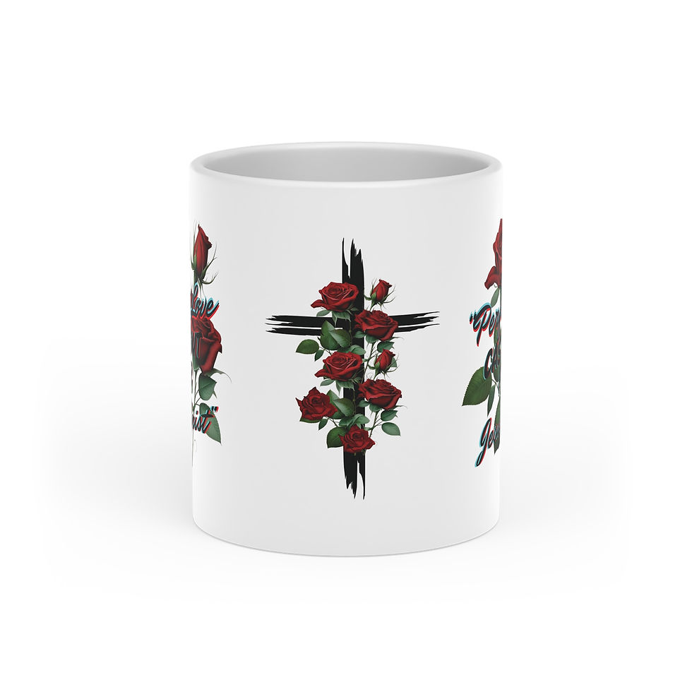 Thumbnail: "Perfect Love Casts Out Fear - Jesus Christ" Heart-Shaped Mug