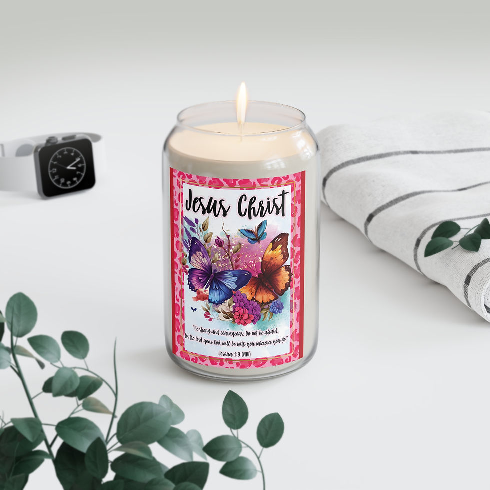 Thumbnail: "Jesus Christ - Be strong and courageous" Scented Candle, 13.75oz