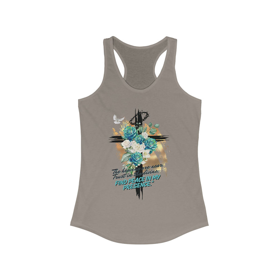 Thumbnail: "The Heavens Are Near - Trust In the Divine" Racerback Tank