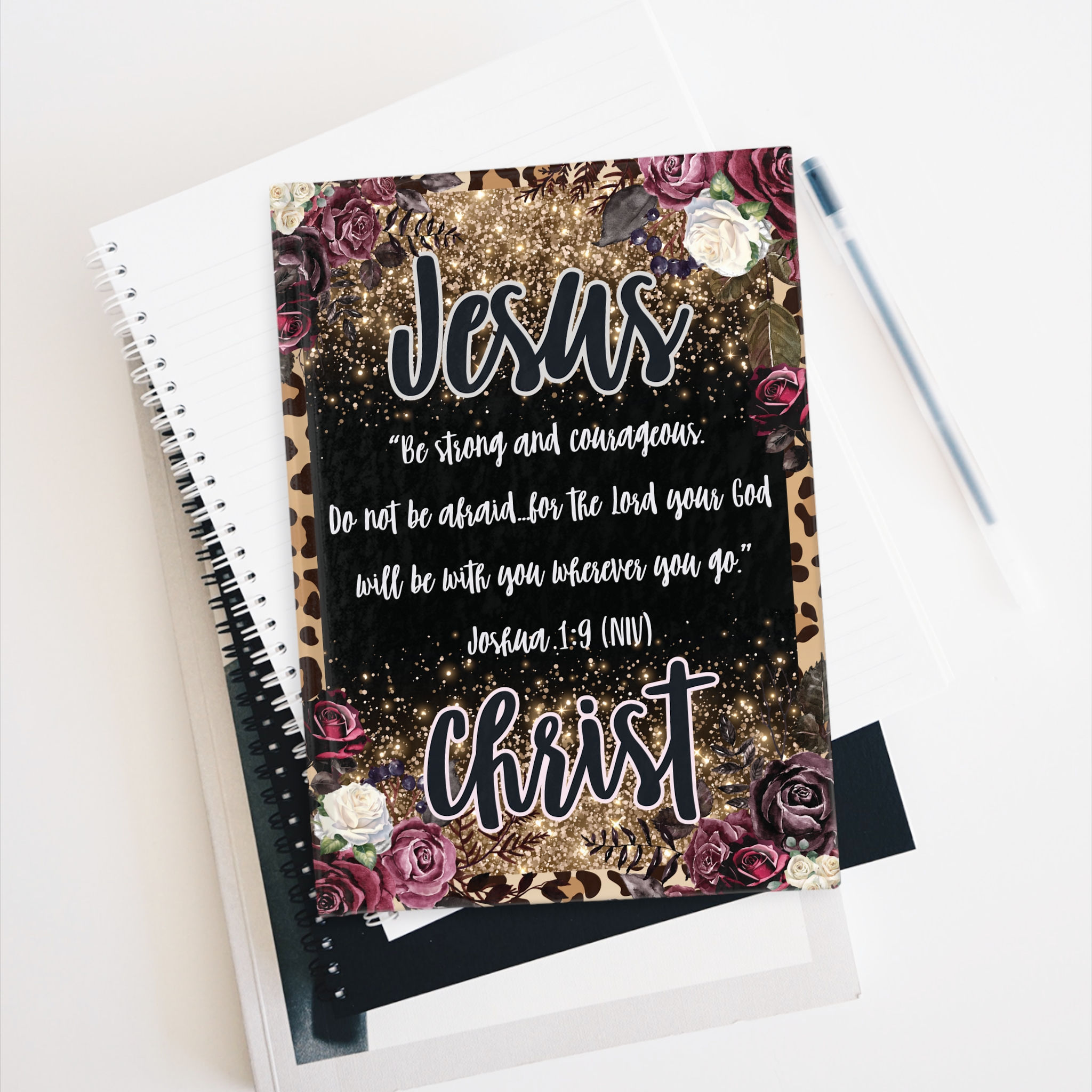 "Jesus Christ - Be strong and courageous" Hardcover Journal - Blank