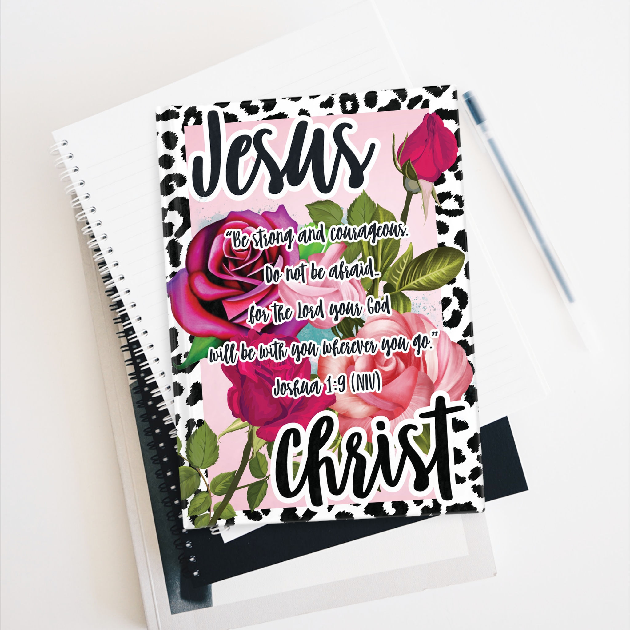 "Jesus Christ - Be strong and courageous" Hardcover Journal - Blank