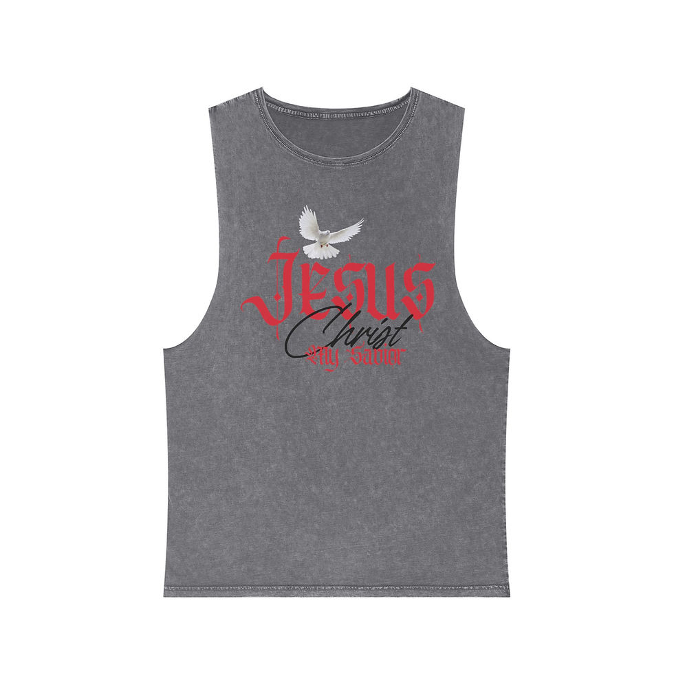 Thumbnail: "Jesus Christ, My Savior" Unisex Stonewash Tank Top