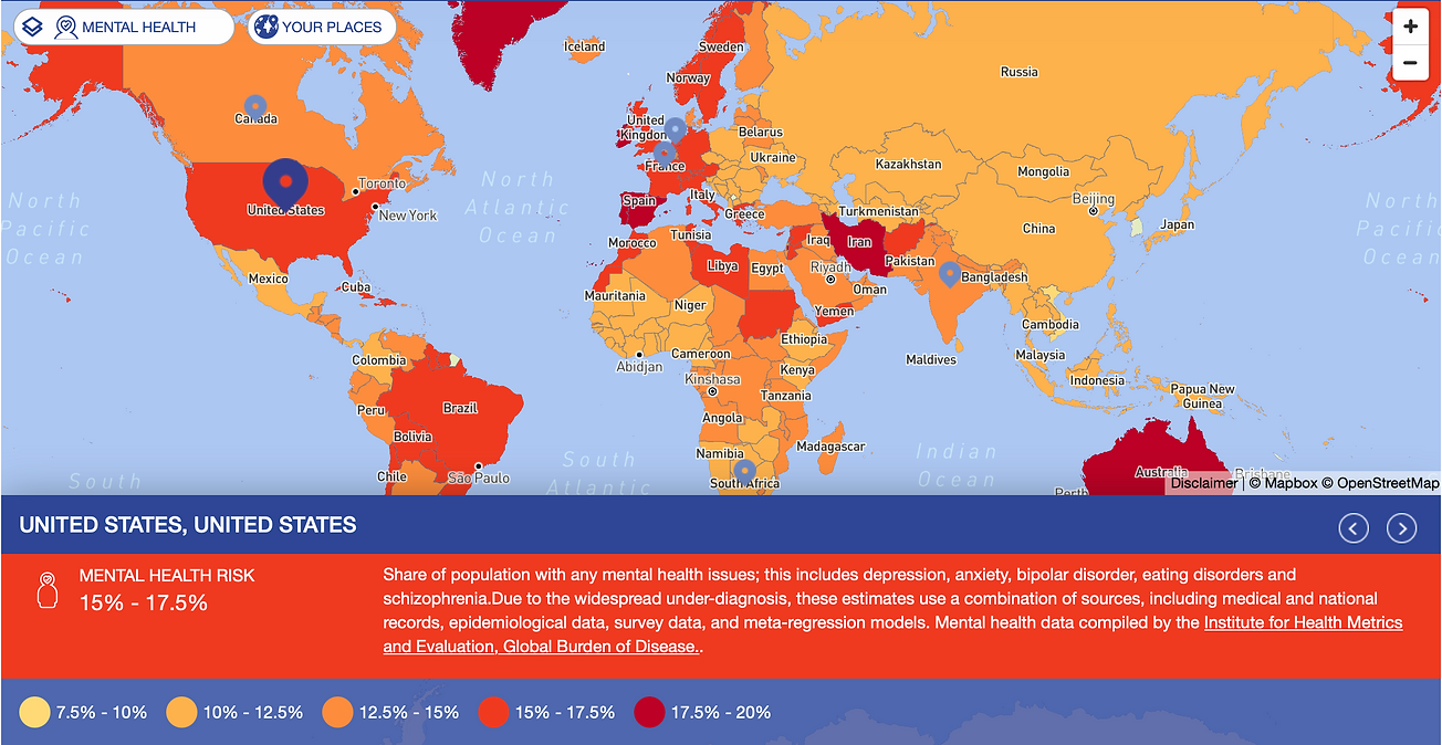 Mental health world map
