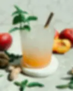 Peach Ginger Fizz, low sugar mocktail recipe