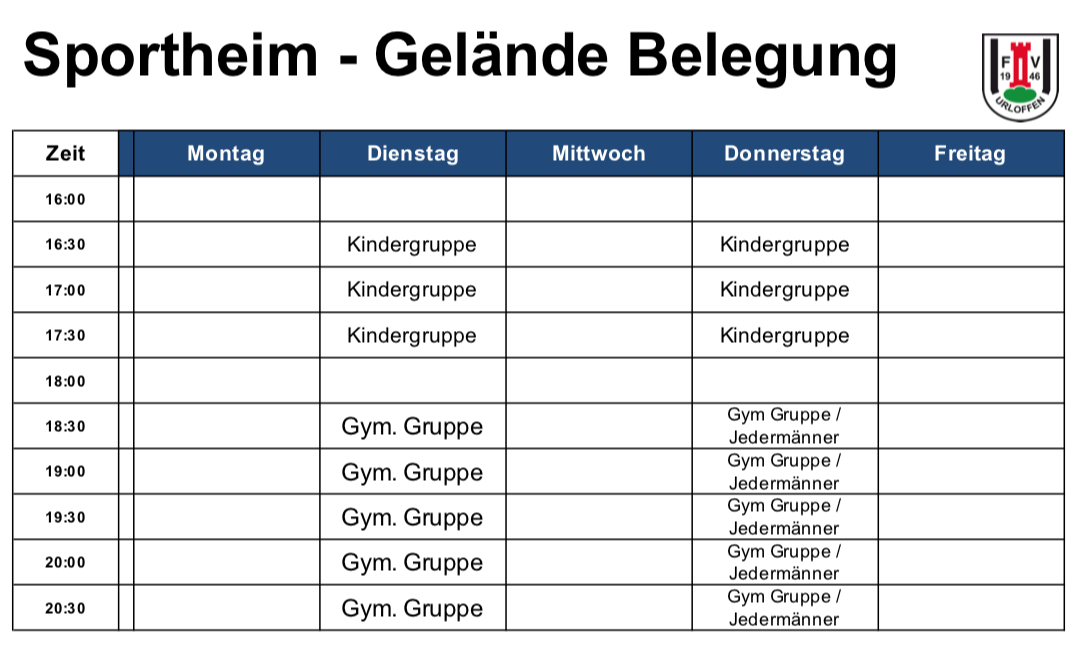 Sportheimbelegung