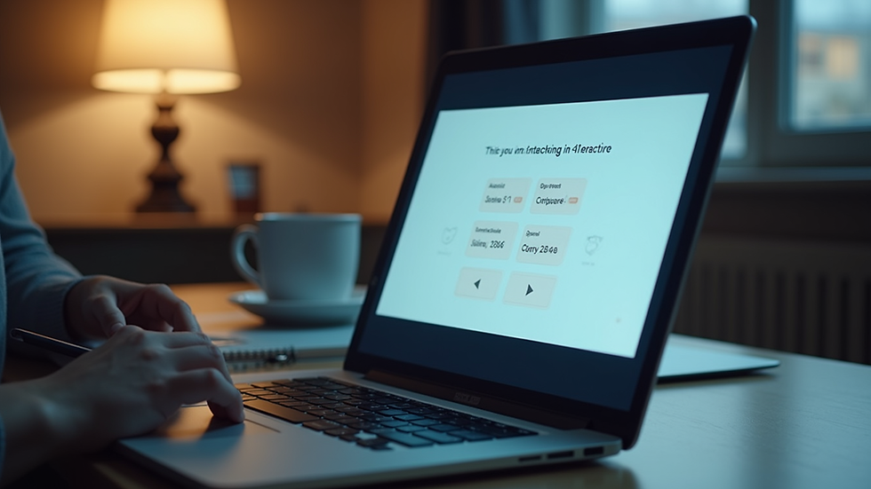 Close-up view of a laptop screen showing an interactive quiz interface