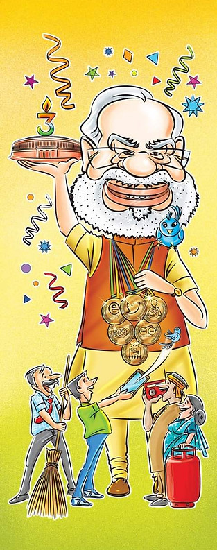 Indian Prime Minister Modi Ji after completing his four years. Showing their governments achievements and celebrating anniversary of being a PM.