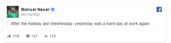 Manuel Neuer on Facebook