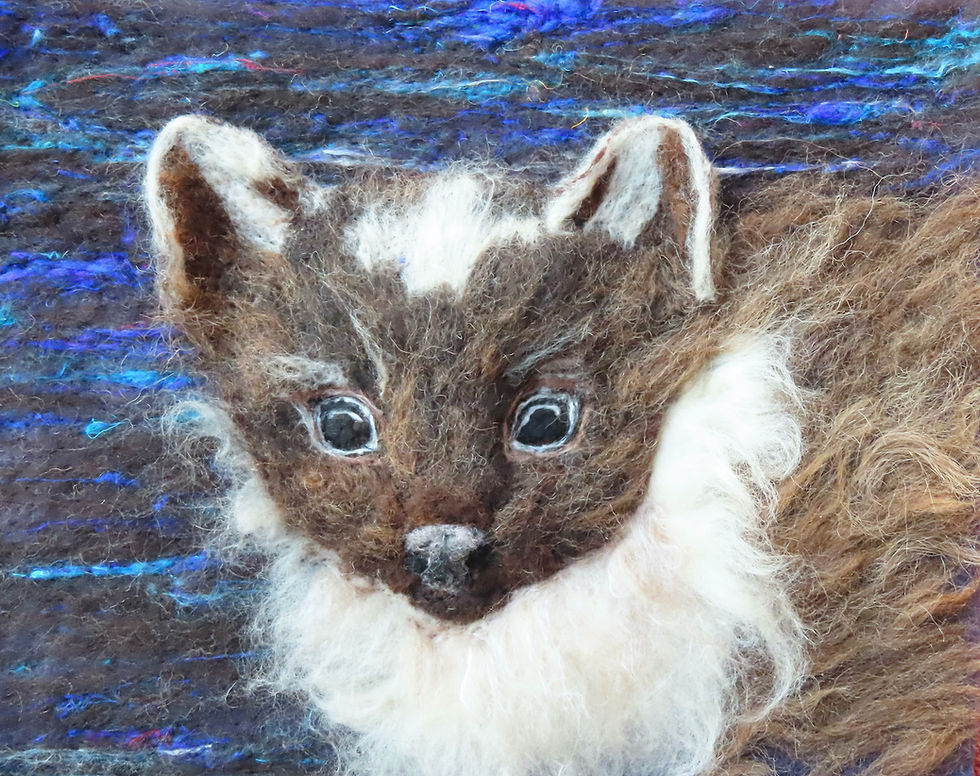 Fibre art portrait of a Pine Marten