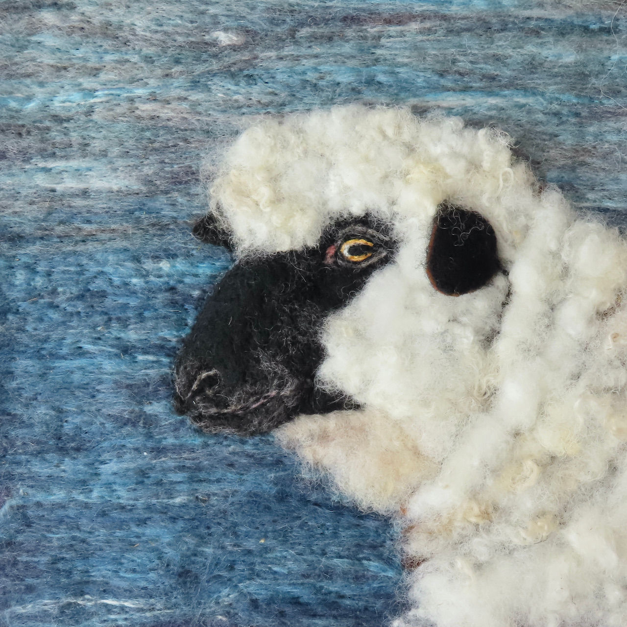 Fibre art portrait of a Shropshire ewe