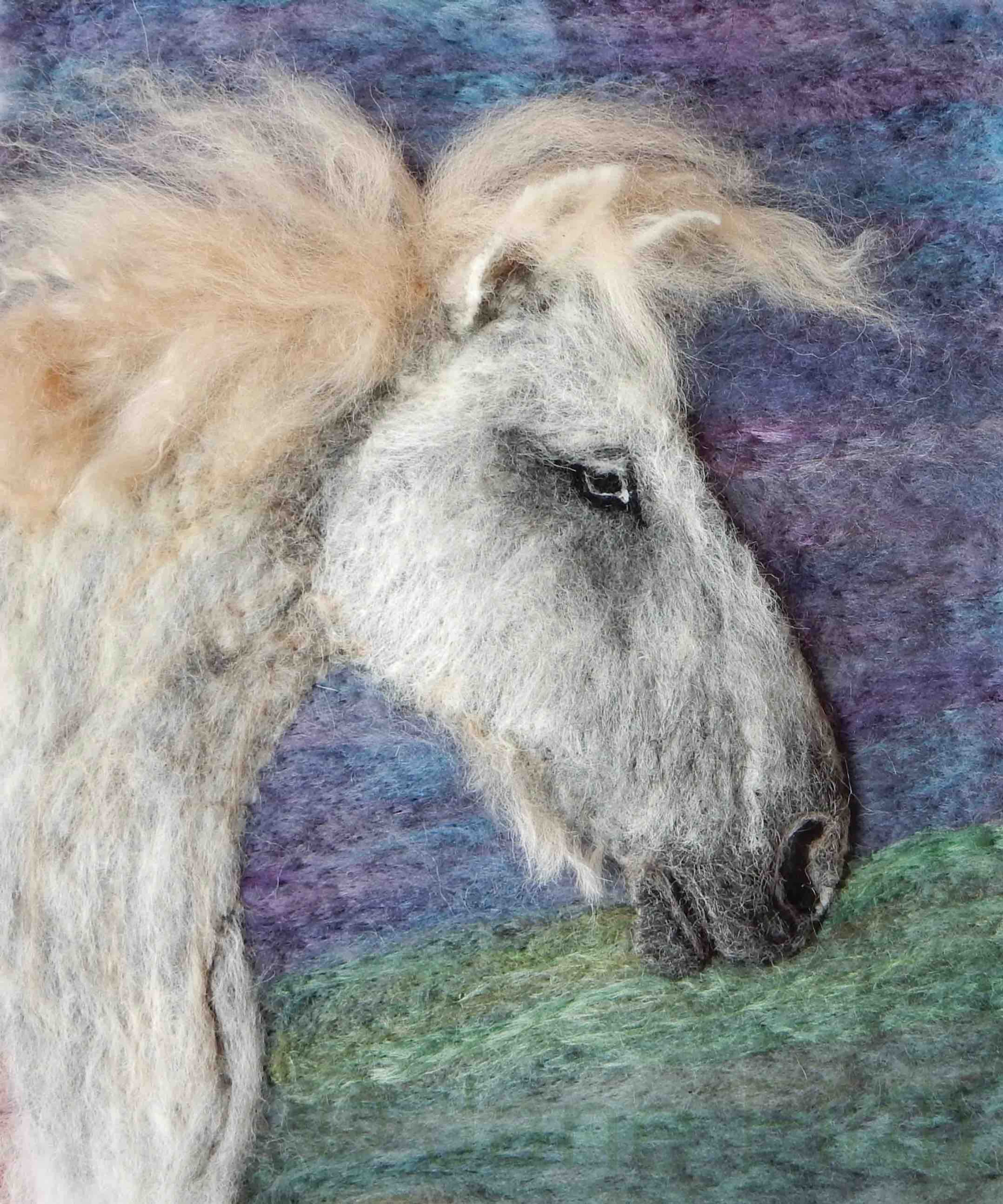 Greetings card from a fibre art Fell Pony portrait