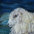 Fibre art painting of a Leicester Longwool sheep