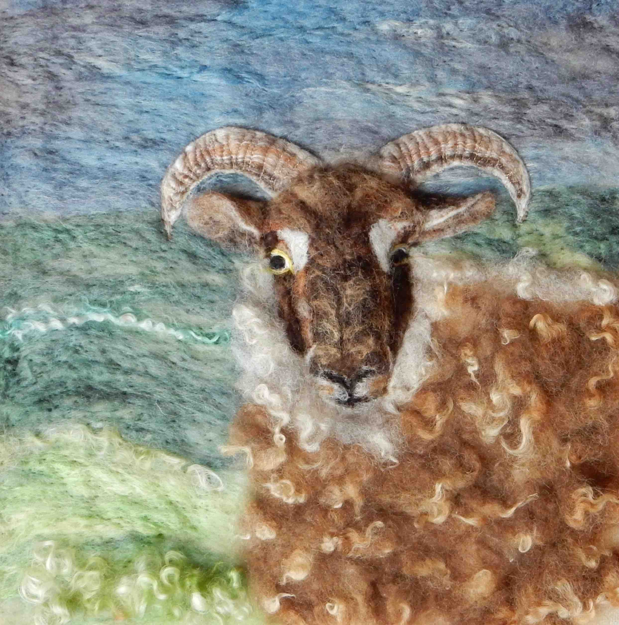 Iceland sheep fibre art portrait