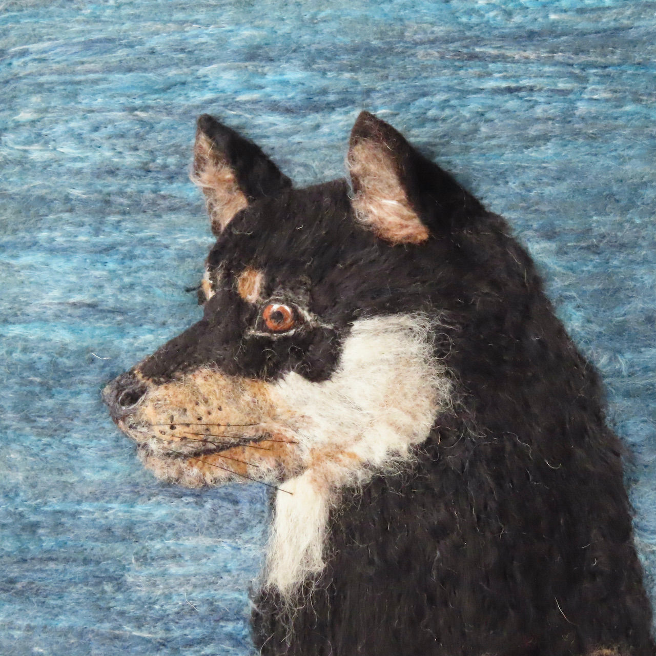 Fibre art portrait of a Shiba Inu dog