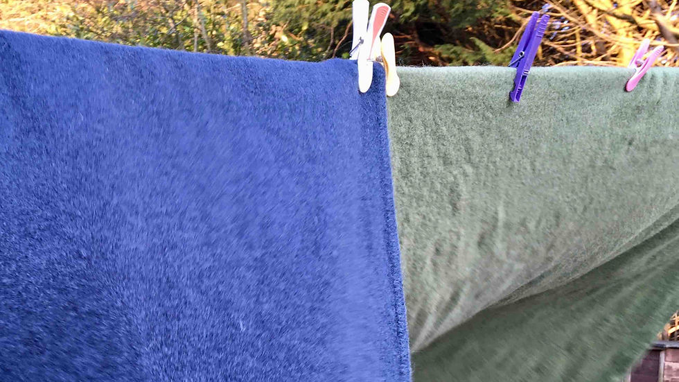 Washed and dyed 100% wool vintage blanket for my base fabrics.