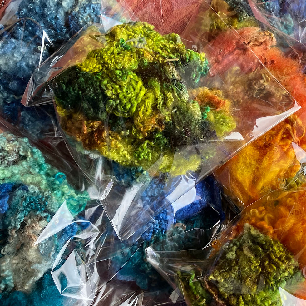 Thumbnail: Hand dyed Bluefaced Leicester locks in assorted colours
