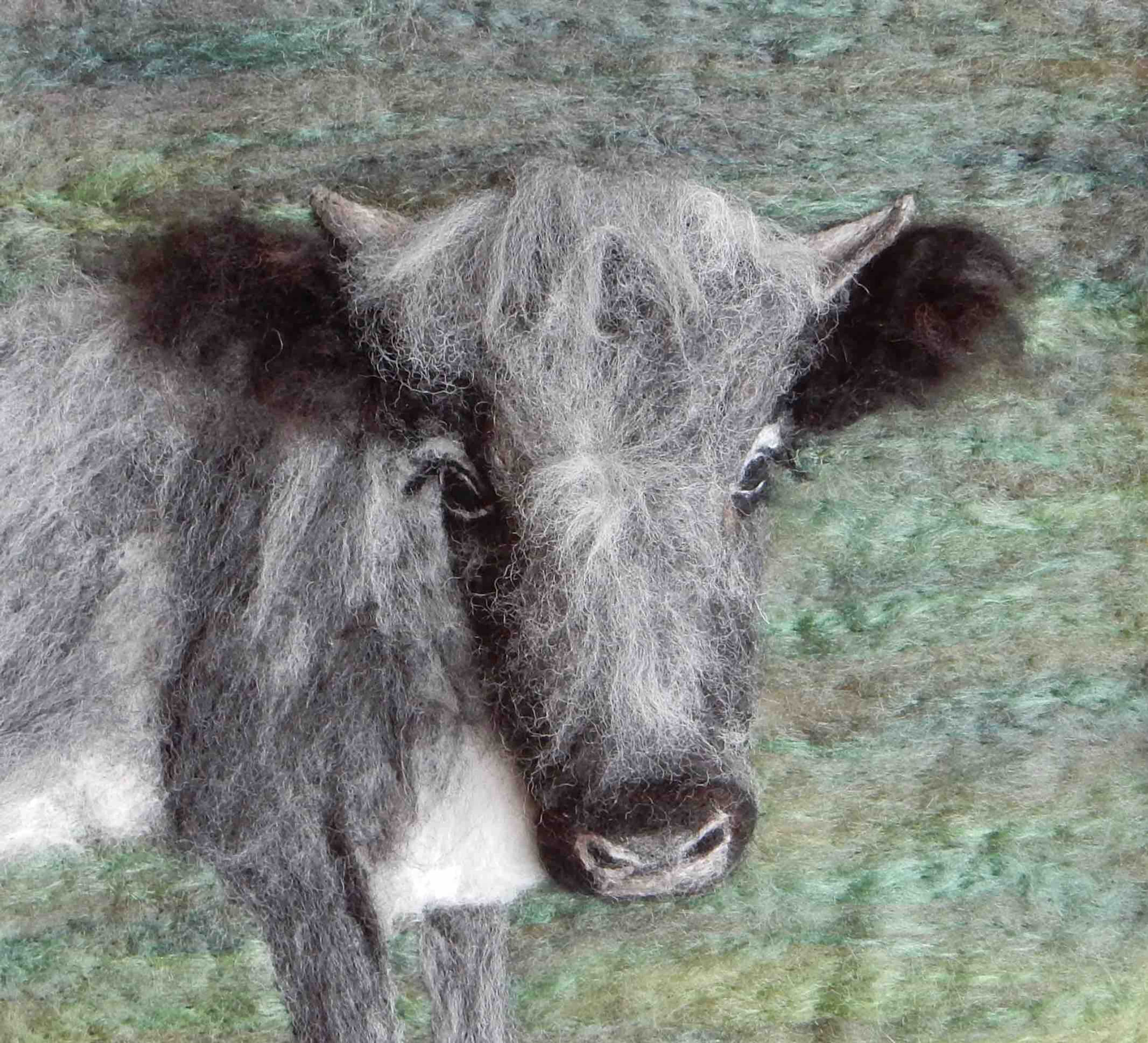 Alice the Albion fibre art cow portrait