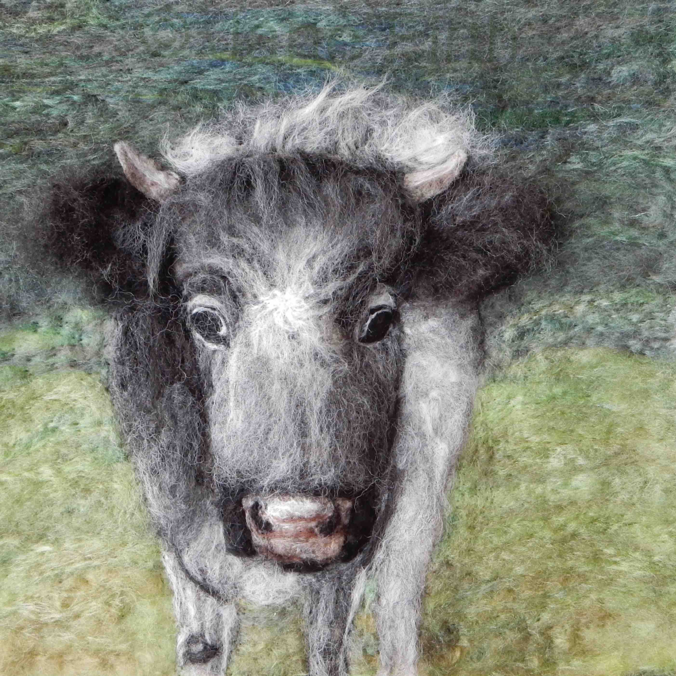 Fibre art portrait of Alice the Albion from Cotswold Farm Park