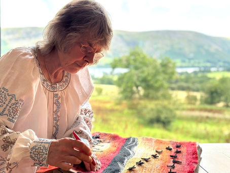 Felting a picture of Ullswater with a view of the lake