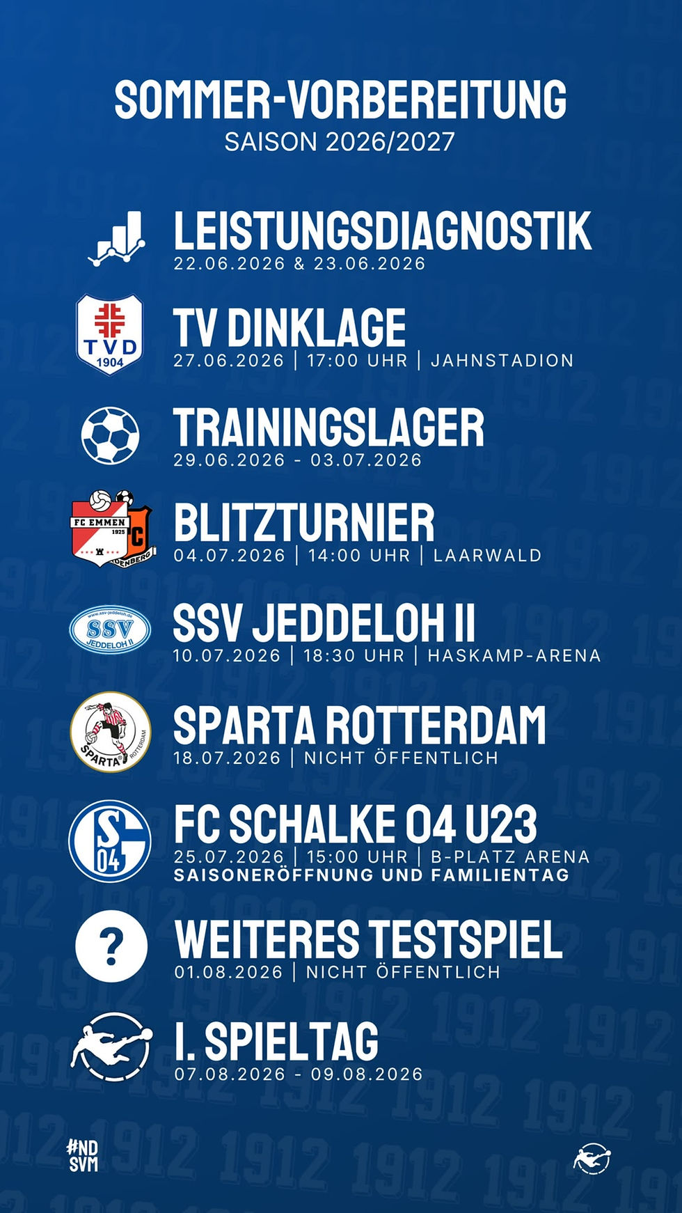 Sommerfahrplan 2026: Diese Termine stehen beim SV Meppen an