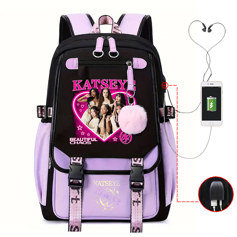 Thumbnail: Kpop Katseye Backpack Kids Boy Girl School Bag Cute Bag Women Men Travel Bag