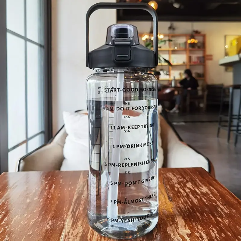 Thumbnail: 2 Liters Plastic Kettle Large Portable Travel Water Bottle with Straw  Sports Fi