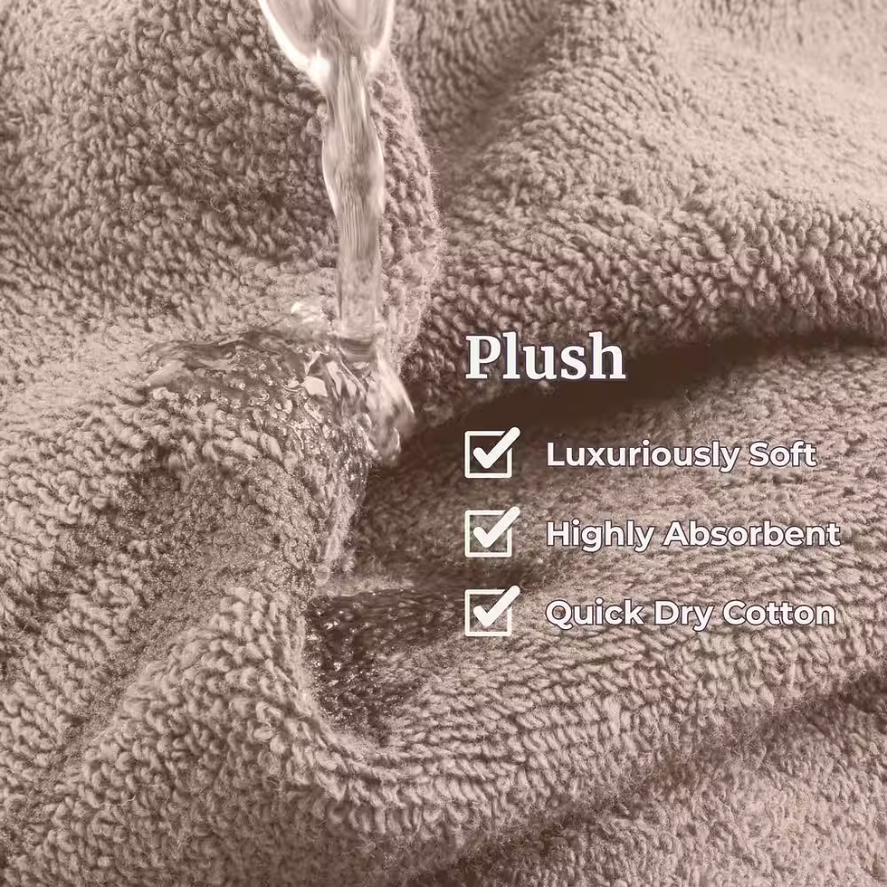 Thumbnail: Taupe/Black Luxury Quick Dry 100% Cotton Bath Towel 6-Piece Set