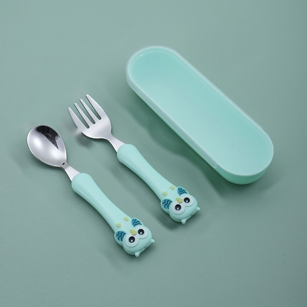 Thumbnail: 3pcs Children Spoon Forks Box Kids Stainless Steel Kids Cutlery Portable Baby Fe