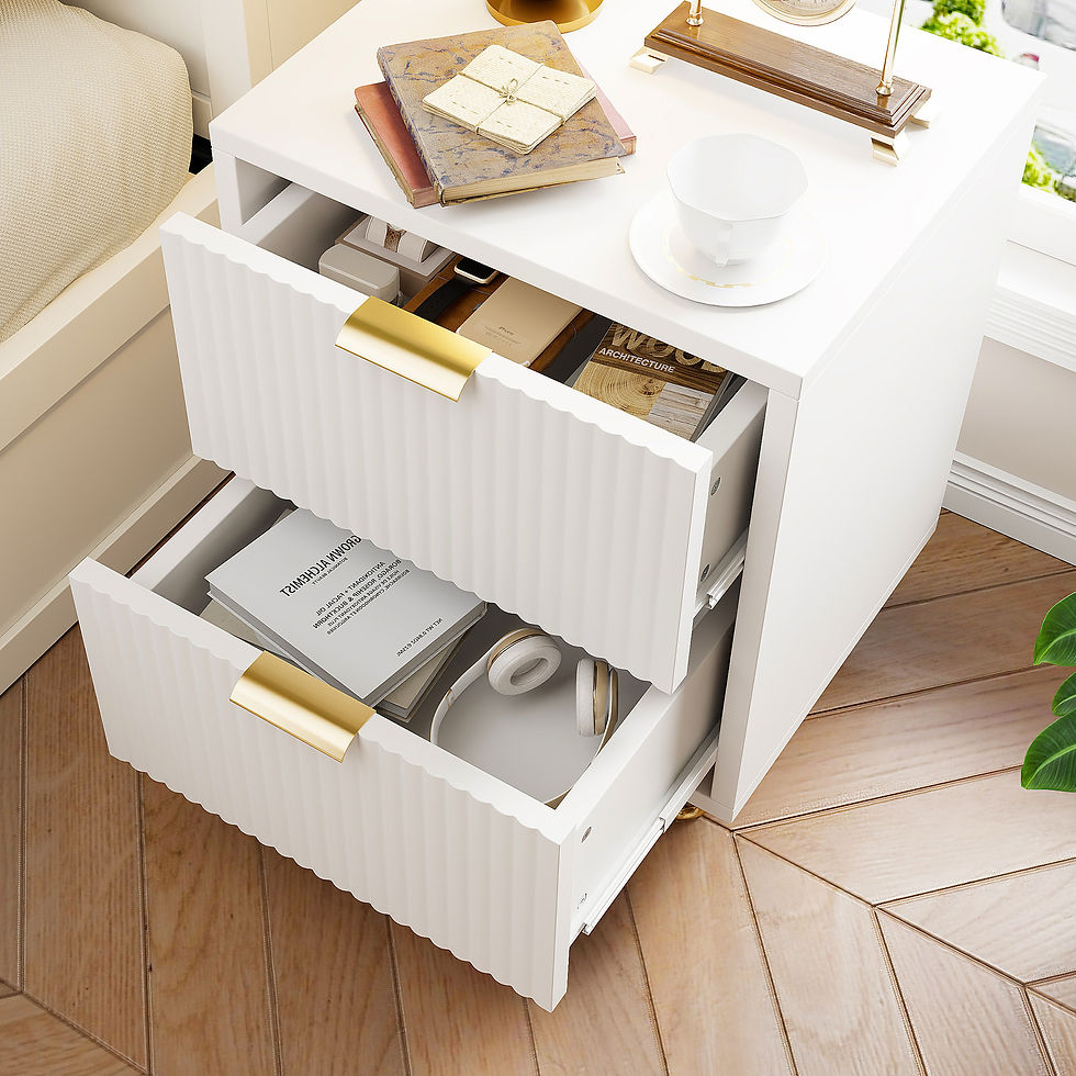 Thumbnail: ROSAHQNDA 2pcs Nightstand, Bedside Table with Drawer Storage, Modern White Night