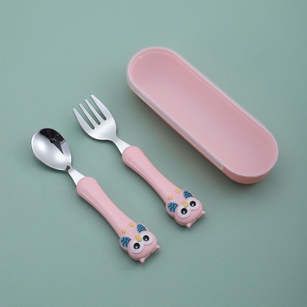 Thumbnail: 3pcs Children Spoon Forks Box Kids Stainless Steel Kids Cutlery Portable Baby Fe