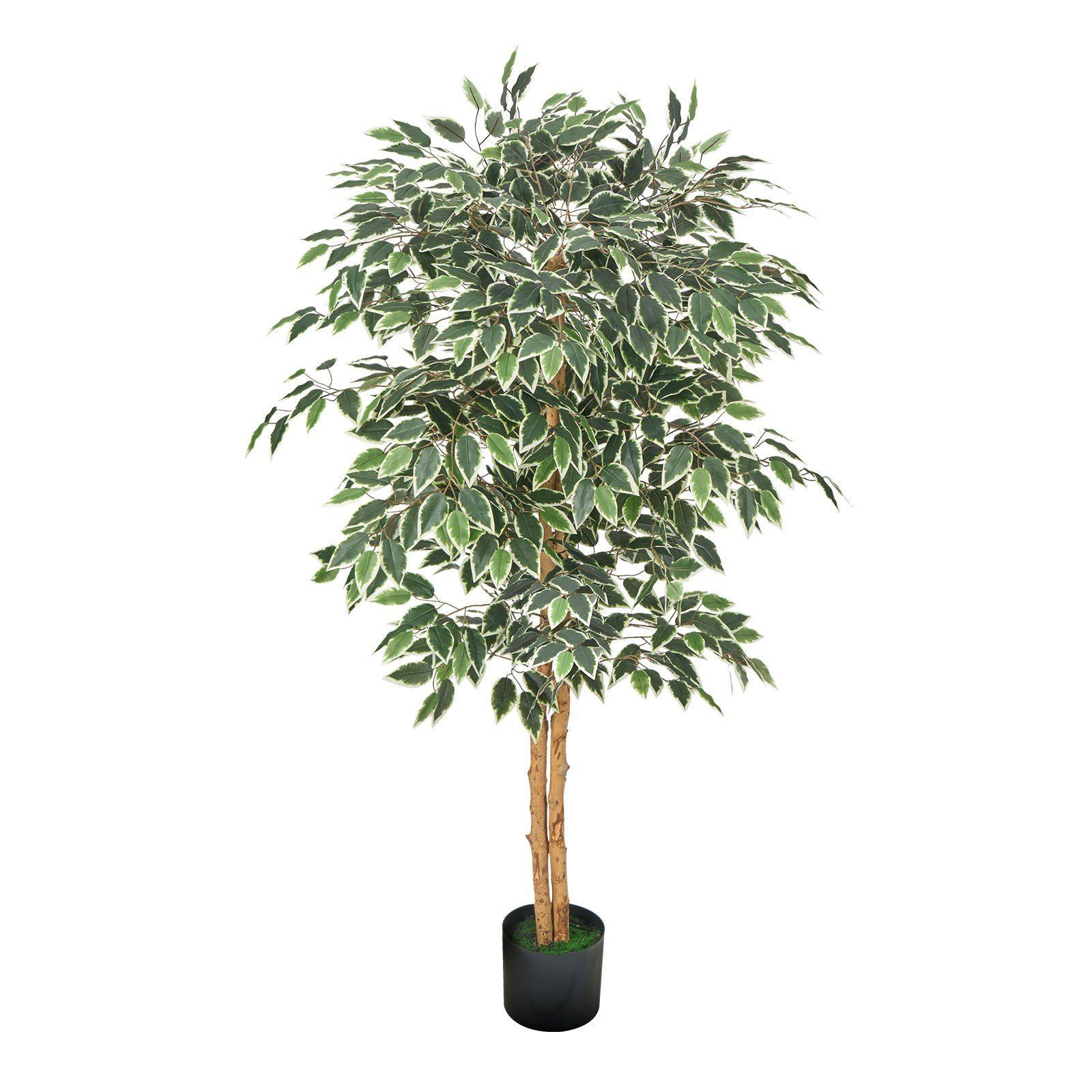 5FT Tall Artificial Ficus Tree with Natural Wood Trunk & Realistic Green Leaves