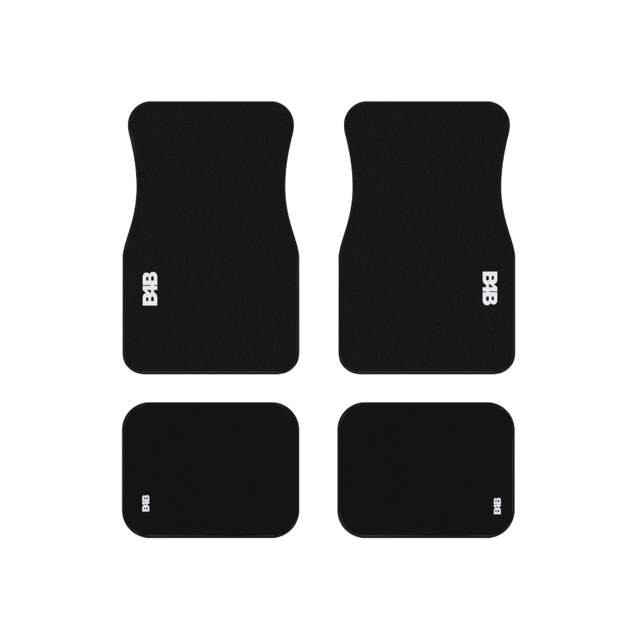 B4B Logo Car Floor Mats – 4‑Piece Universal Black Auto Mat Set