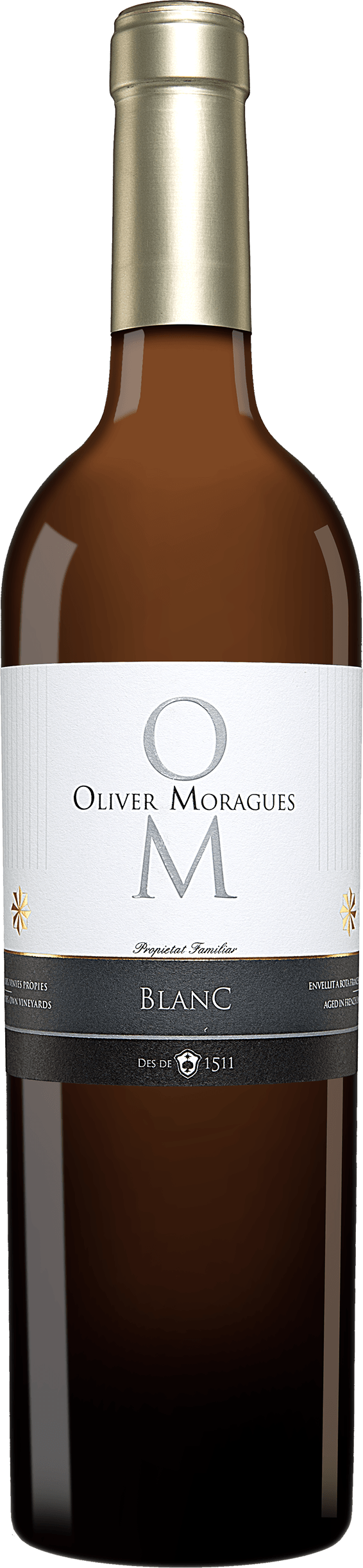 A bottle of OM Blanc, Oliver Moragues