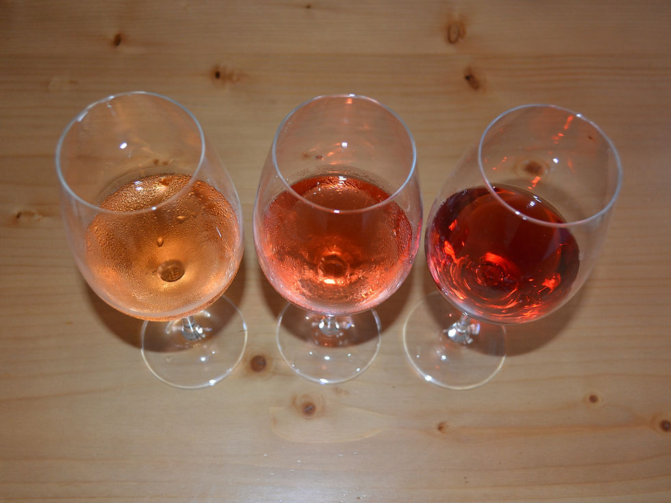 The ranging colours of rosé wine