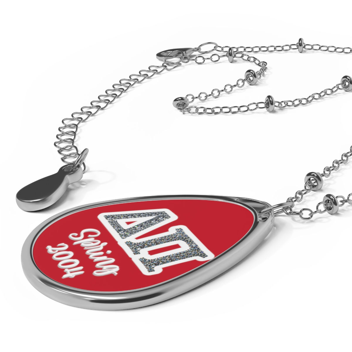 Delta Pi Red Oval Necklace
