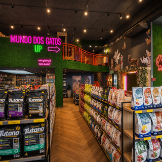 Reforma do Shopping do Pet Apel em Curitiba - PR com projeto 90% online: loja de carros transformada na mais incrível loja pet de Curitiba. Arquitetura comercial por Isabella Dalfovo, arquiteta em Cascavel - Paraná.