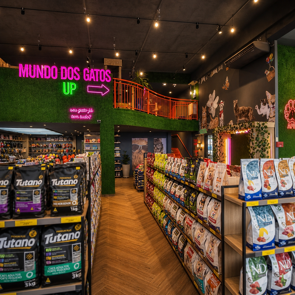 Antes e Depois da reforma do Shopping do Pet Apel em Curitiba, projeto Isabella Dalfovo Arquitetura.