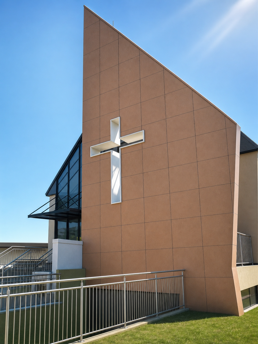 Arquitetura Sacra Moderna, Igreja São Maximiliano Maria Kolbe, um prjeto Isabella Dalfovo Arquitetura em Cascavel, Paraná.