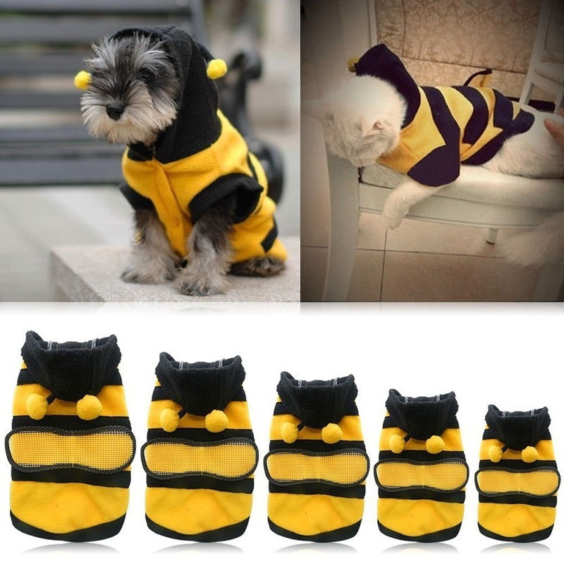 Bee Pet Puppy Coat Apparel Outfit Fleece Clothes Dog Cat Hoodie Fancy Costume H