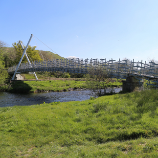 machynlleth cycle path bridge on a sunny day
