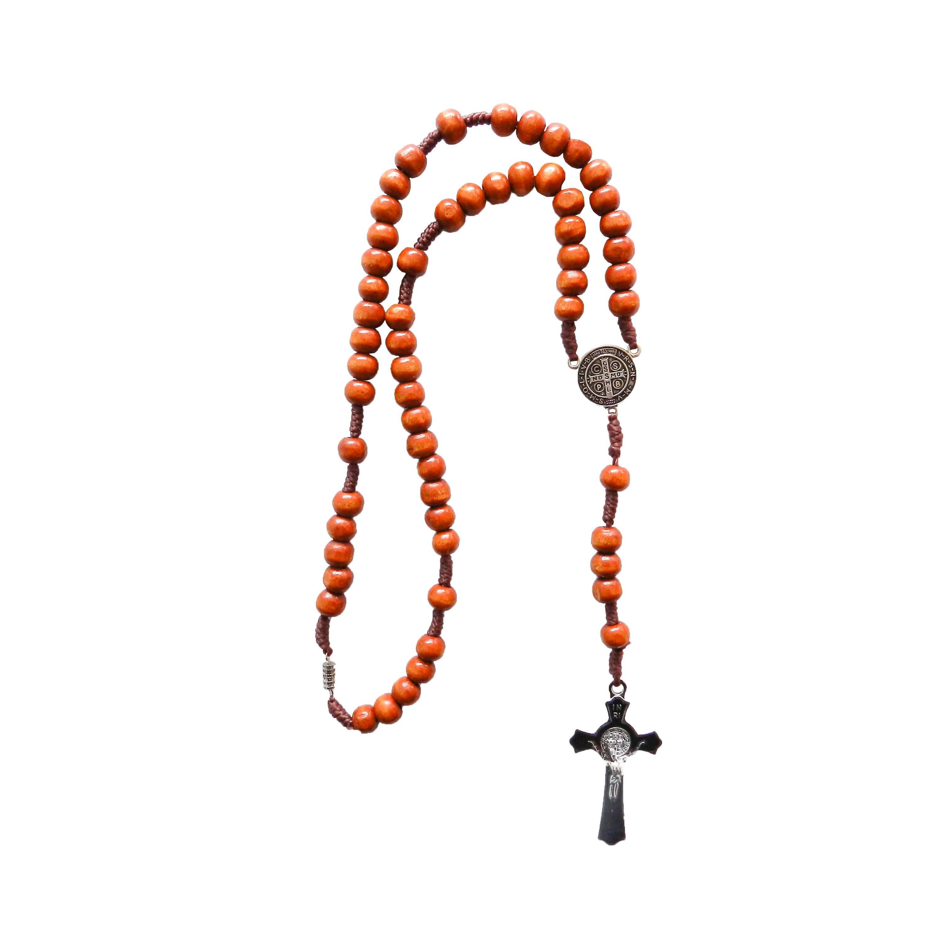 Terço de Madeira São Bento 8 Tri e Cruz Metal com fecho